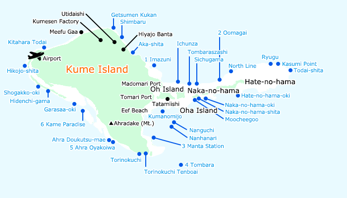 Click on the numbered dive sites for information!